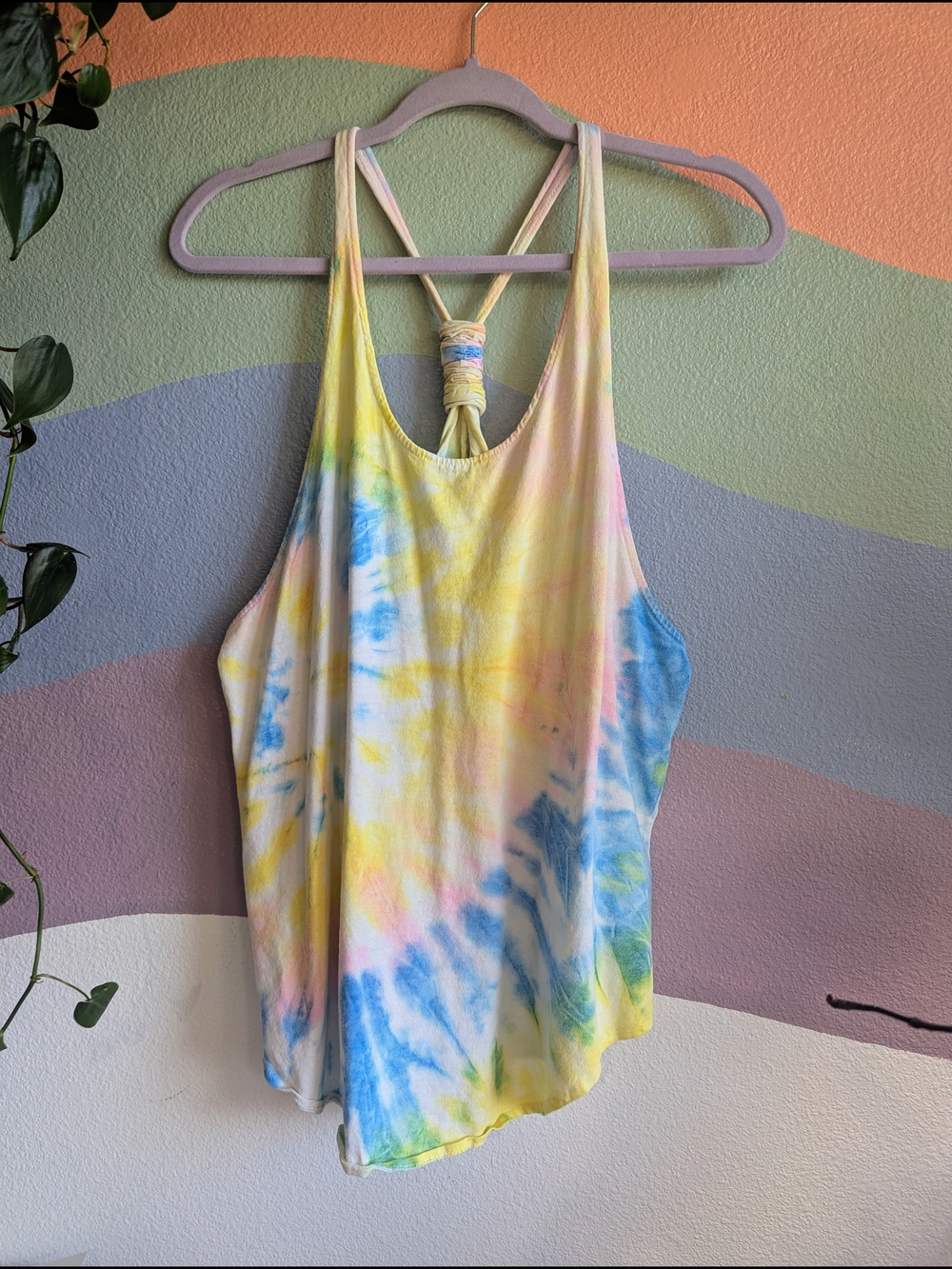Vintage Gitano Tie-Dye Yellow & Blue Racerback Tank Top